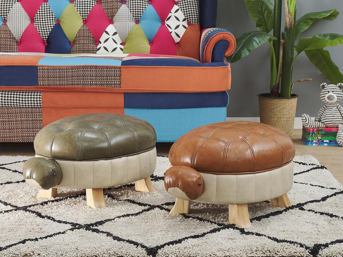 TIERHOCKER Turtle 43/73/26 cm - Grün, Kunststoff/Textil (73/26/43cm) - Beliani