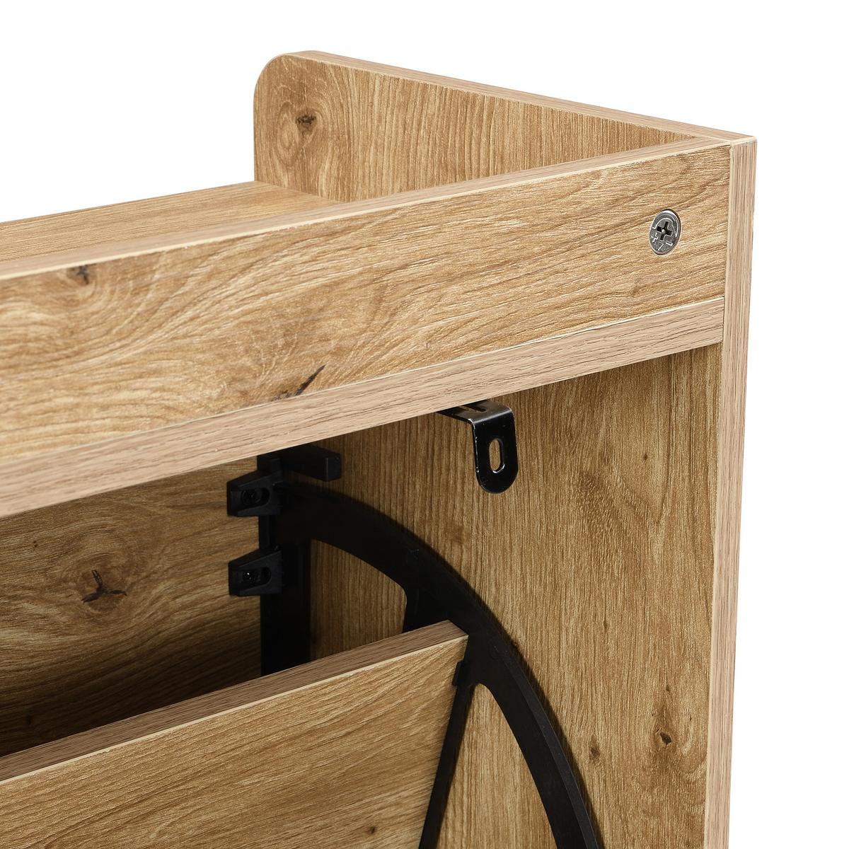 SCHUHKIPPER 109 cm in Holz-Optik & Rattan - Eichefarben, Holzwerkstoff (108/100/24cm) - Urban Meuble