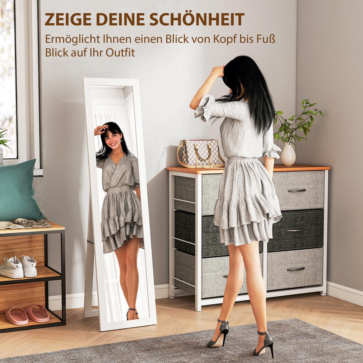 GANZKÖRPERSPIEGEL MDF Hartglas Weiß - Weiß, Holzwerkstoff (38/157/37cm) - HOMCOM