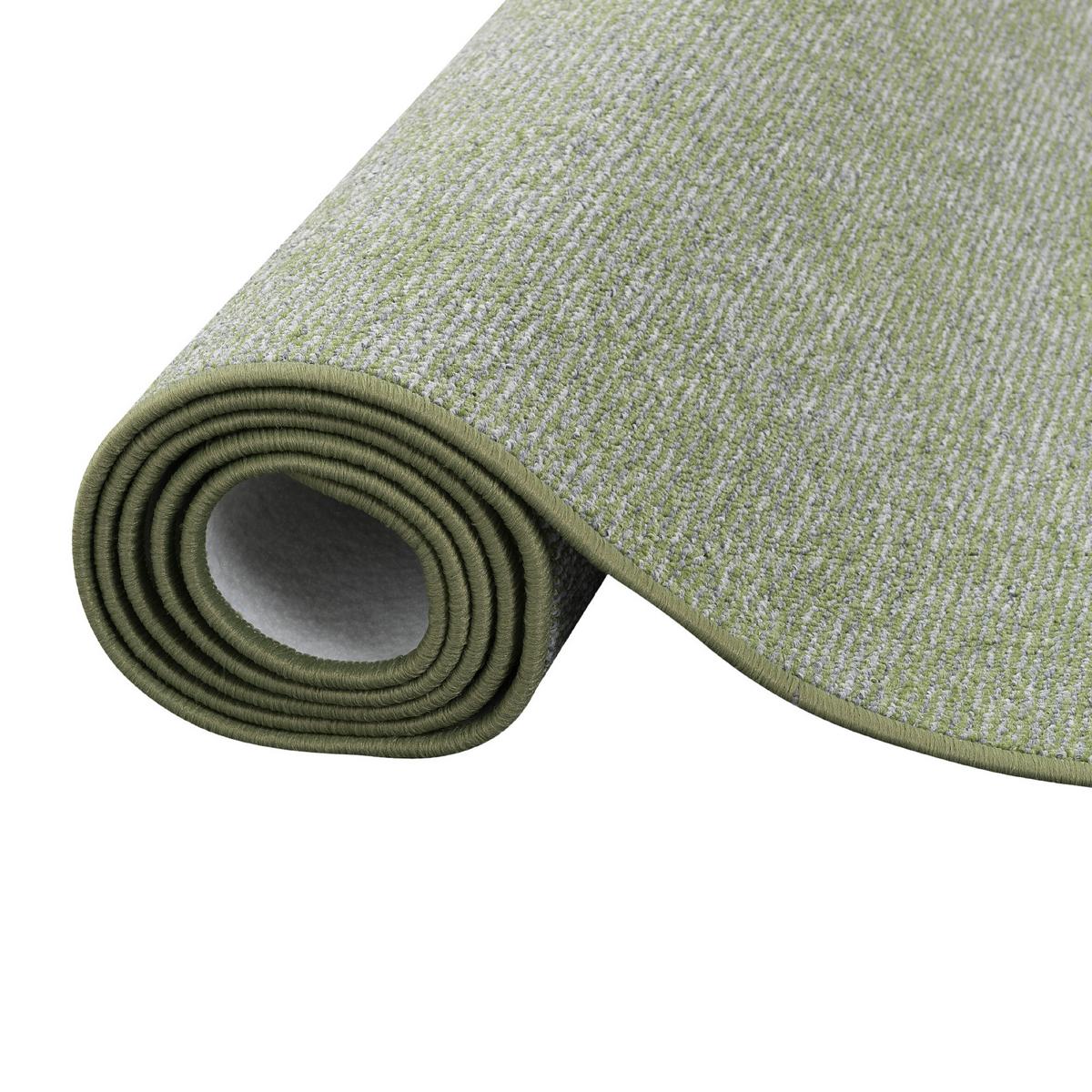 STREIFENBERBER TEPPICH LÄUFER LINES MELIERT - Grün, Textil (100/100cm) - Snapstyle