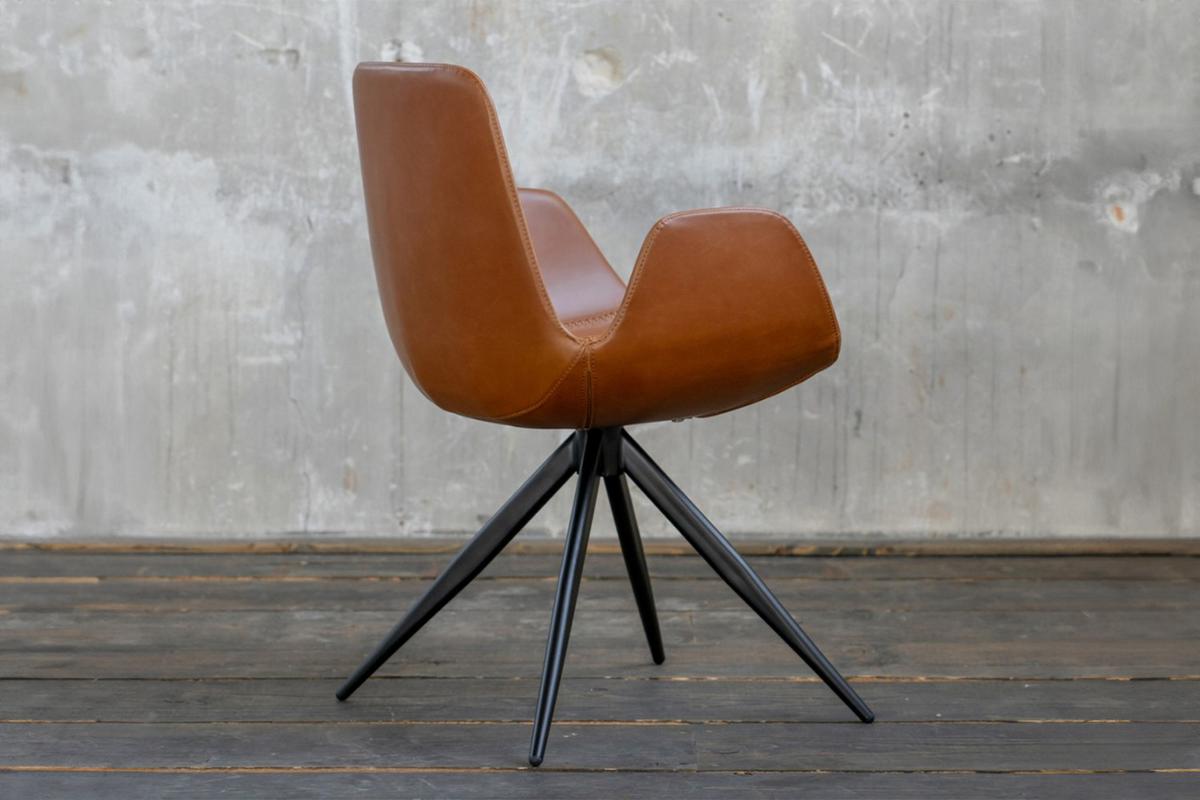 DREHSTUHL QUEN Braun Kunstleder Drehbar (180°) - Braun, Leder (55/82/55cm) - KAWOLA