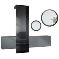 GARDEROBE Carlton Dual Schwarz Hochglanz - Schwarz Hochglanz, Holzwerkstoff (208/193/35cm) - Vladon