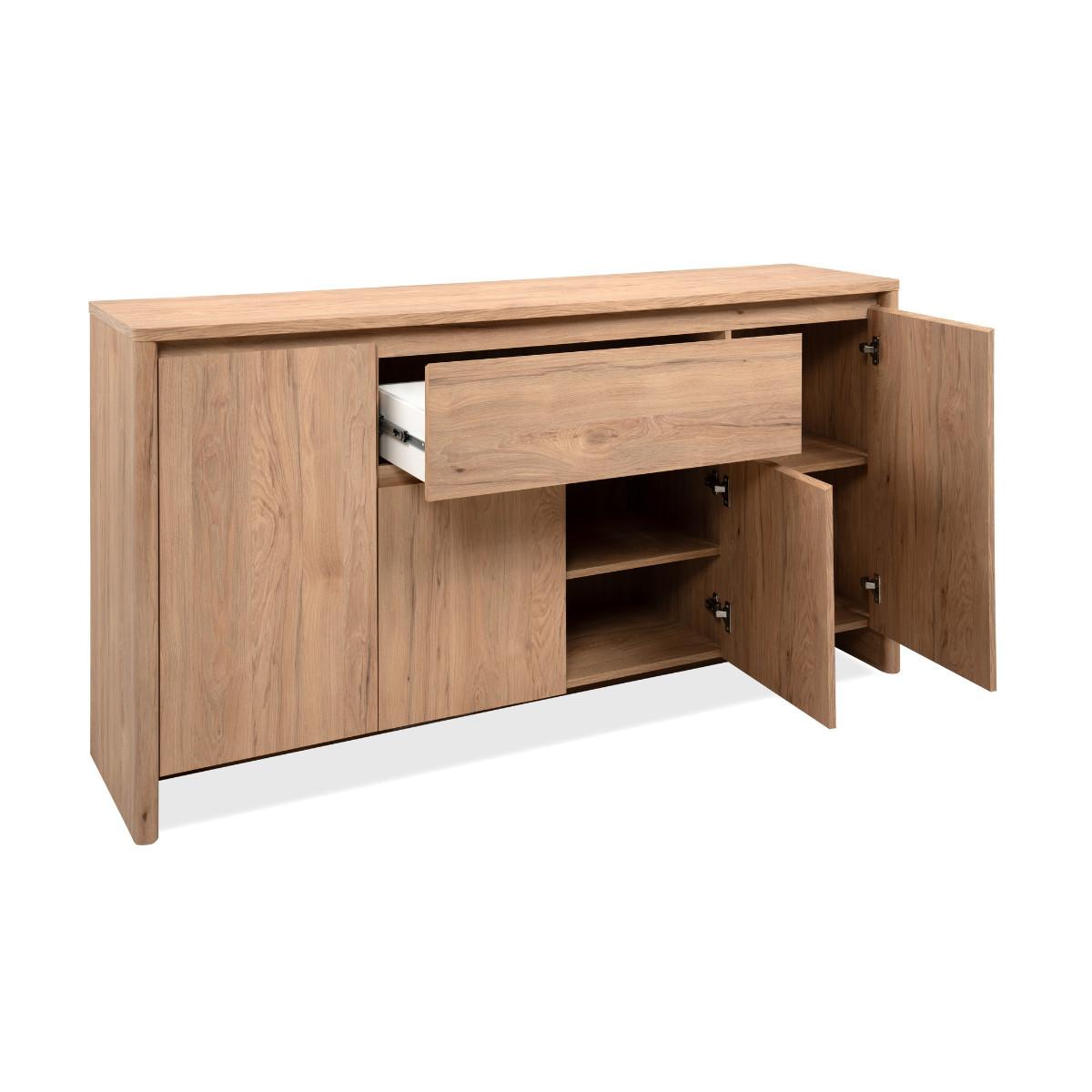 SIDEBOARD 4 Türen 1 Schublade Holzoptik 40/86/165 cm - Eschefarben, Holzwerkstoff (40/86/48cm) - Calicosy
