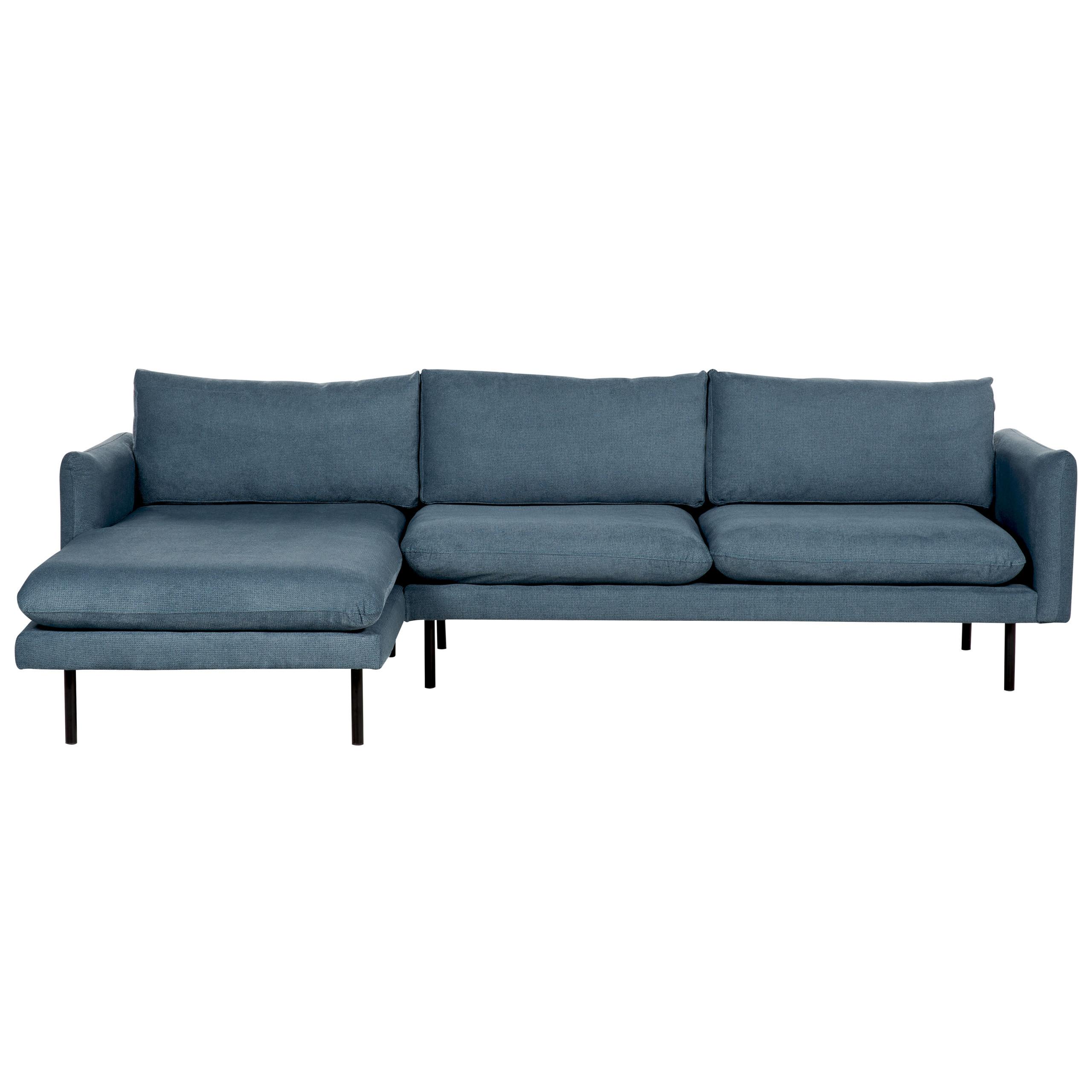 ECKSOFA 4-Sitzer Chenillegewebe Blau rechtsseitig Vinterbro - Blau/Schwarz, Textil (279/162cm) - Beliani
