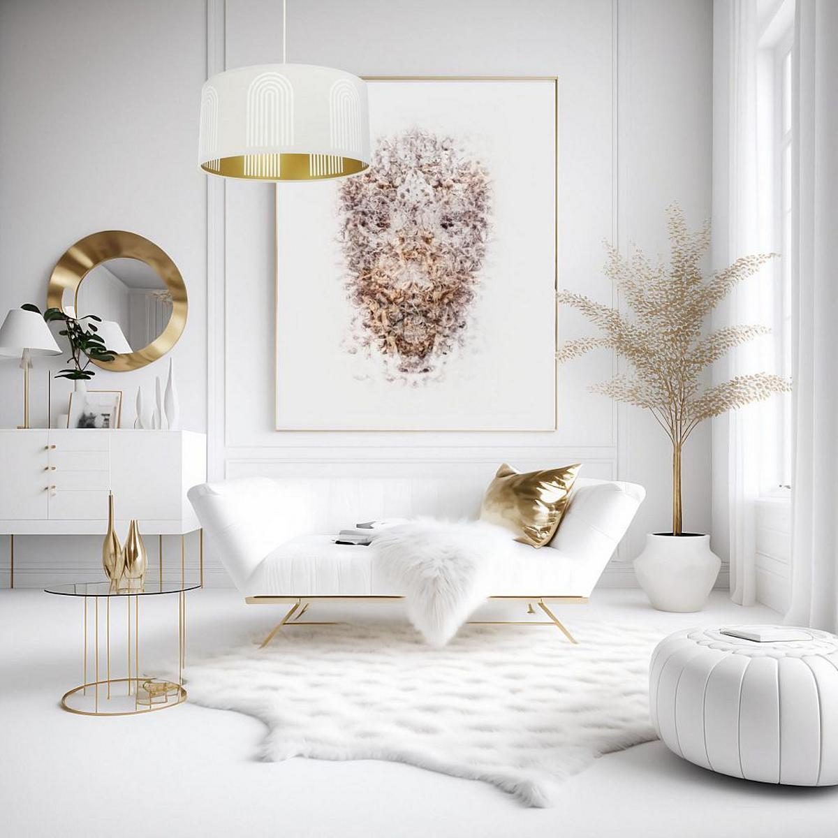 HÄNGELEUCHTE Gold 40/90 cm - Goldfarben/Weiß, Kunststoff (20/0.4/90cm) - ONZENO
