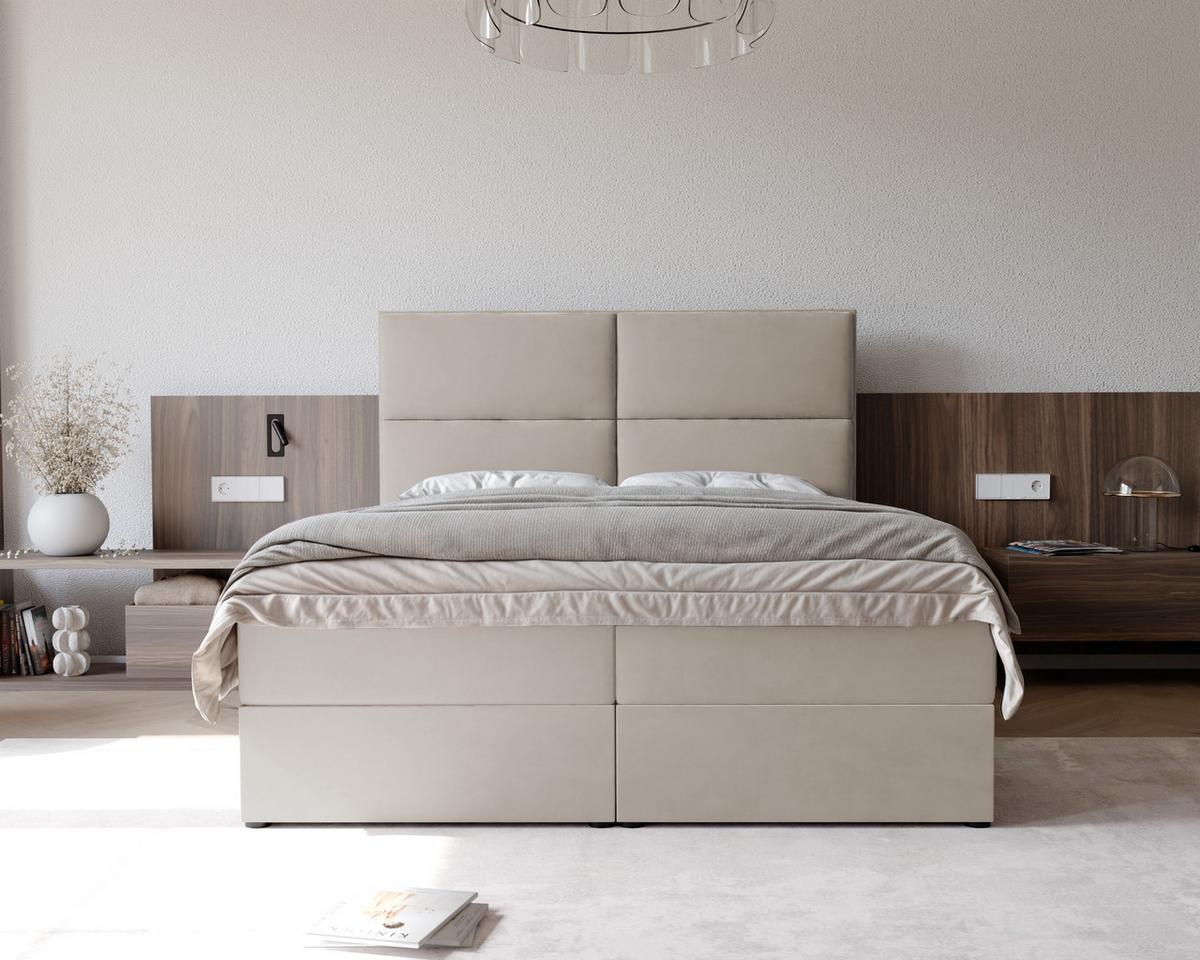 BOXBETT ORFEO 120/200 cm mit Matratze und Topper, Creme - Creme, Textil (120/200cm) - Idohome
