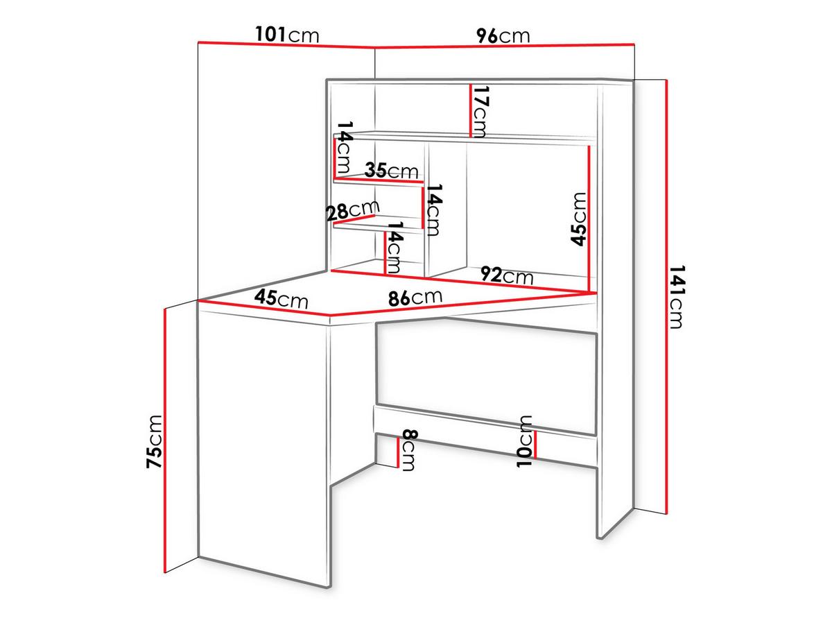 ECKSCHREIBTISCH MIT REGAL Zayden - Schwarz, Holzwerkstoff (101/96/141cm) - MIRJAN24