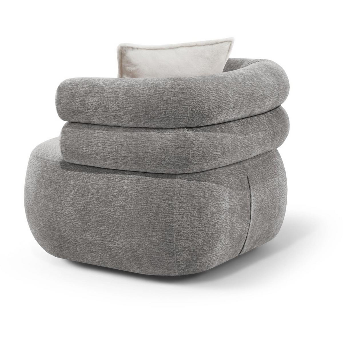 RELAXSESSELSET Nano, Set Drehsessel mit runder Form mit Hocker, Hellgrau - Hellgrau, Textil (95/75/95cm) - Beautysofa