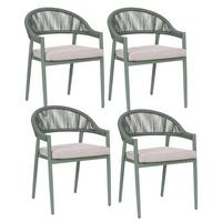 STUHL 4er-Set und Sitzkissen Metall Grün Ormea - Taupe, Metall (56/80/54cm) - Beliani