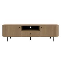 LOWBOARD Halay Eiche Cremona, 2 Türen & 1 Schublade Moderne Rillenstruktur 180,6 cm - Eichefarben/Schwarz, Holzwerkstoff/Metall (180.6/50/42.3cm) - AX Living