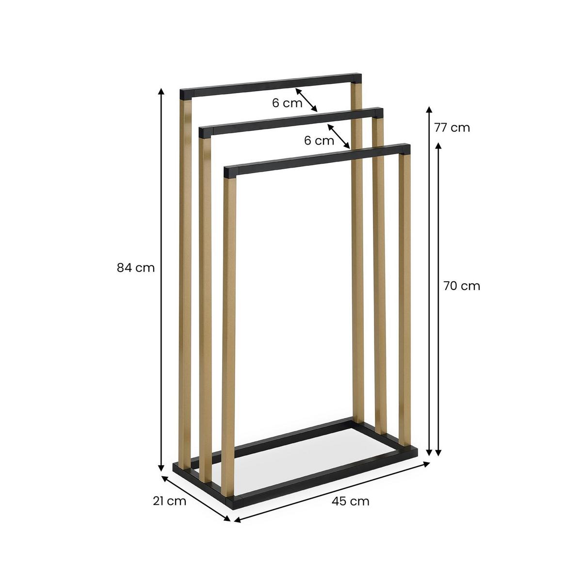 HANDTUCHHALTERUNG KUNO schwarz/gold - Goldfarben/Schwarz, Metall (45/84/21cm) - IDIMEX