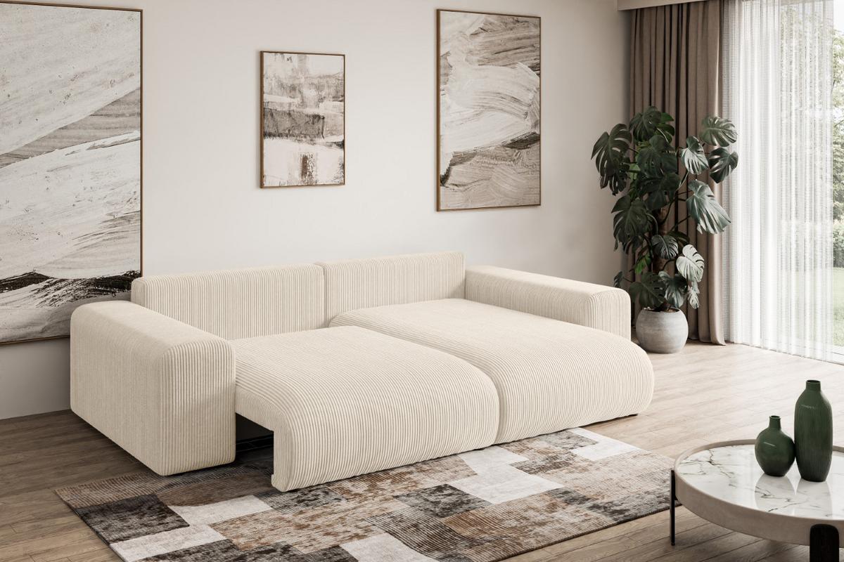 ECKSOFA Ottomane rechts ESKAR-L 266x176x72 Taupe Cord - Taupe/Schwarz, Holzwerkstoff/Kunststoff (176/266cm) - ALTDECOR