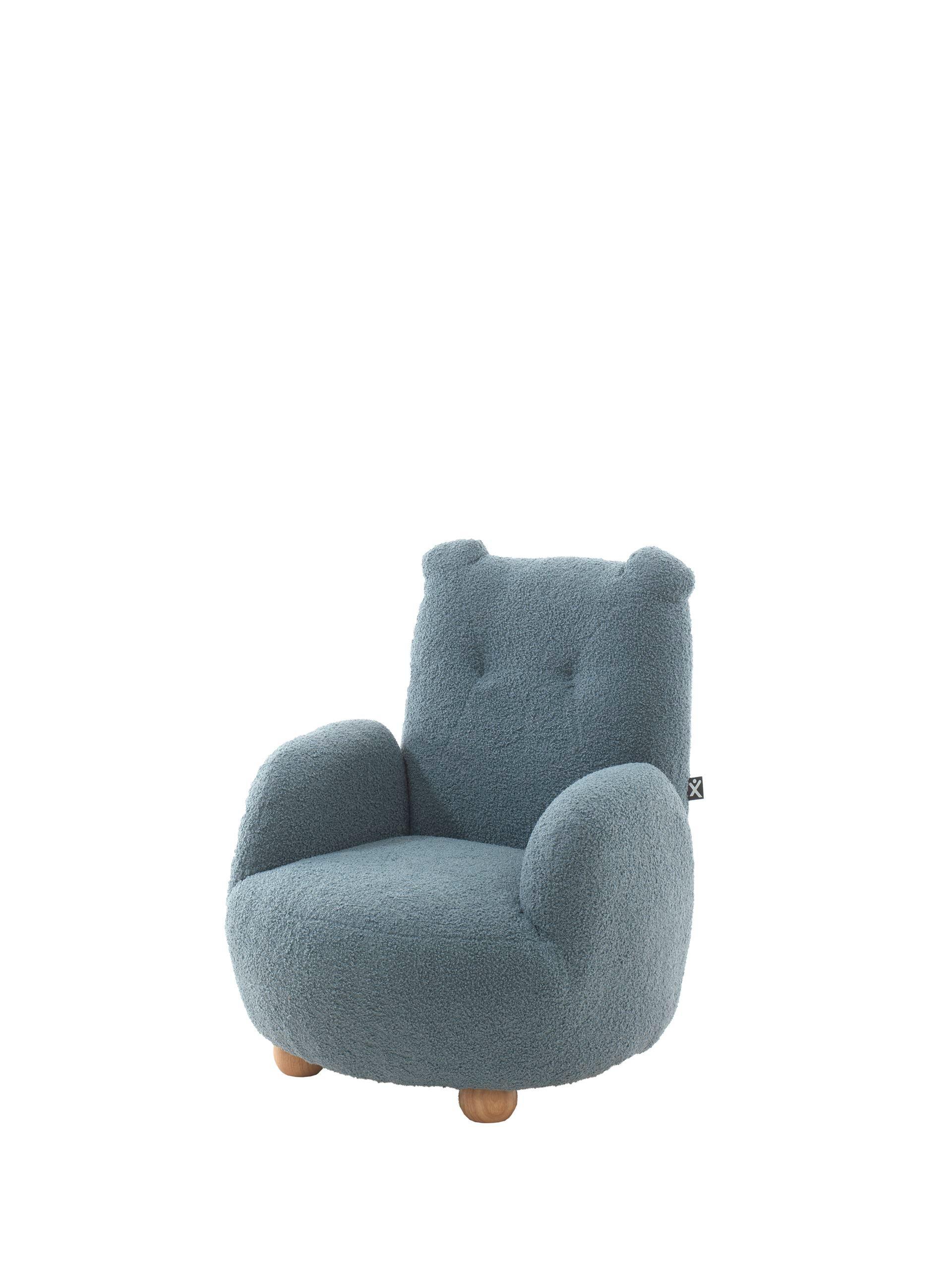 KINDERSESSEL in Bärenoptik Keila komfortabel bequem Bouclé Stoff blau - Blau, Kunststoff (60/66/64cm) - 58aufmkessel