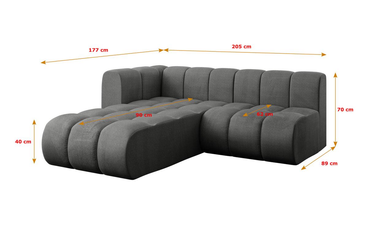 ECKSOFA modulares Sofa Darnel-L1 - 205x177x70 cm Dunkelgrau - Dunkelgrau, Holzwerkstoff/Textil (205/177cm) - ALTDECOR