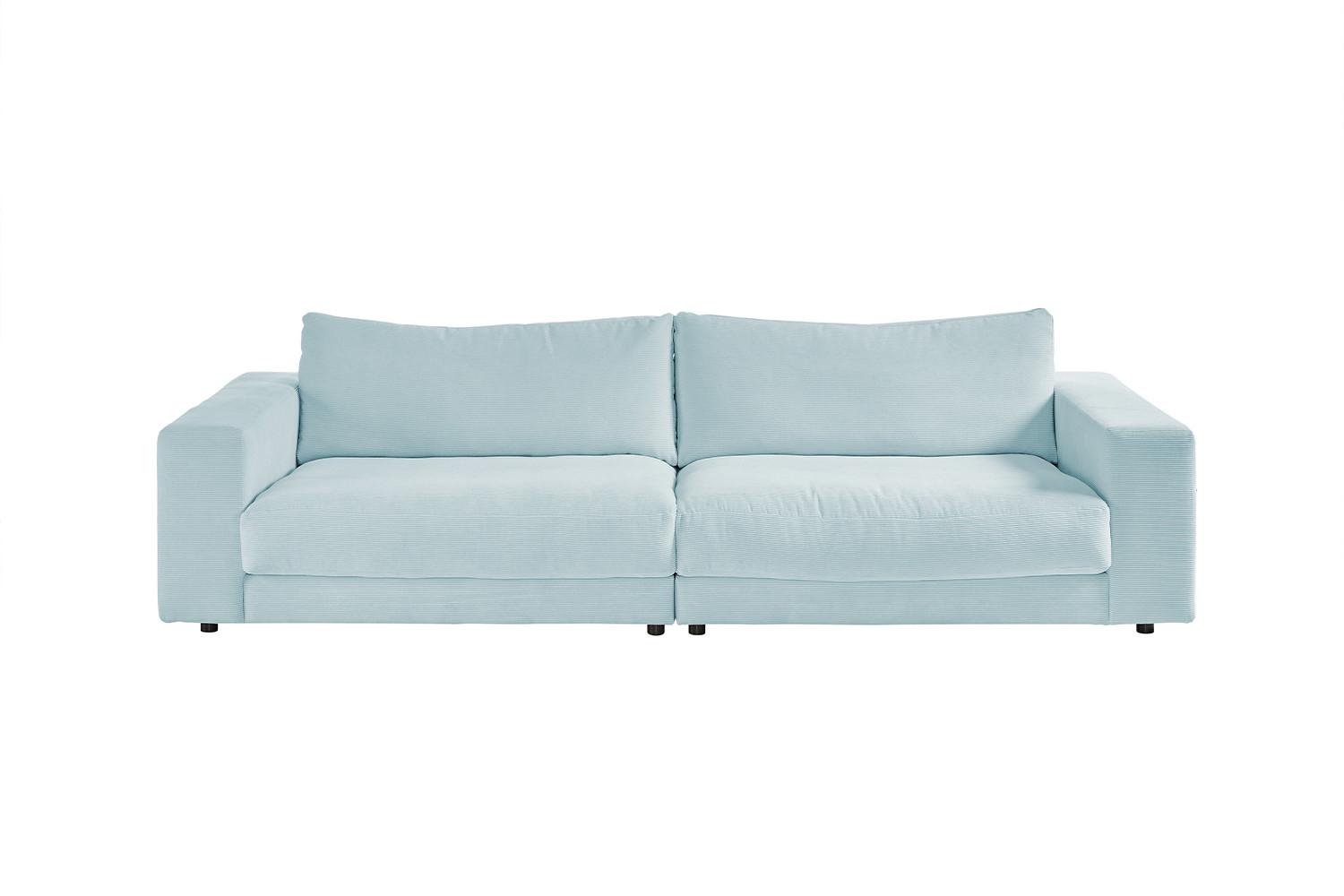 SOFA 3-SITZER MADELINE Hellblau Cord - Schwarz/Hellblau, Textil (290/85/127cm) - KAWOLA