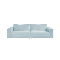 SOFA 3-SITZER MADELINE Hellblau Cord - Schwarz/Hellblau, Textil (290/85/127cm) - KAWOLA