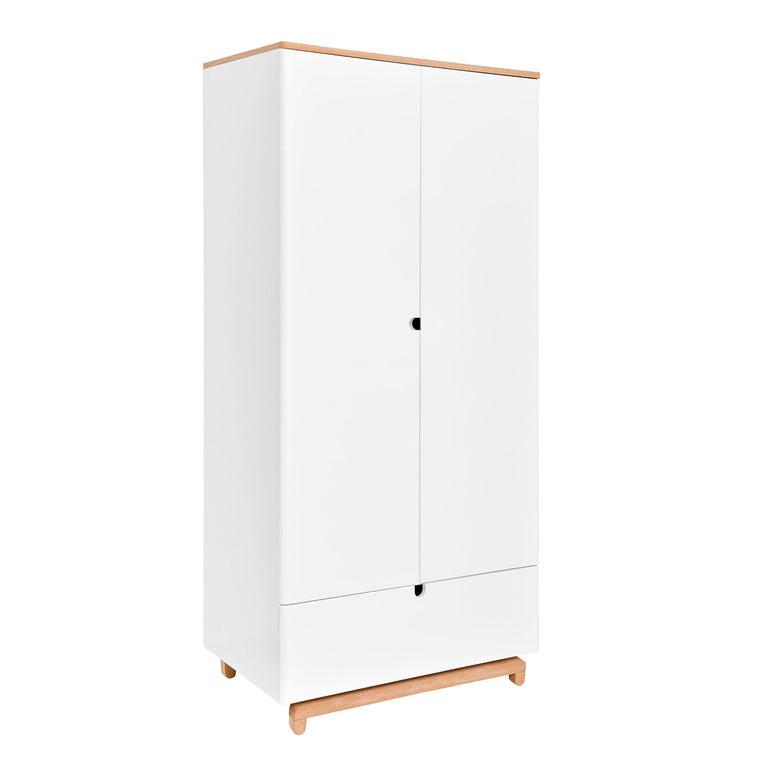 SCHRANK 2 Türen Weiß und Holz - Weiß, Holzwerkstoff (90/109/50cm) - Petits-meubles