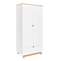 SCHRANK 2 Türen Weiß und Holz - Weiß, Holzwerkstoff (90/109/50cm) - Petits-meubles
