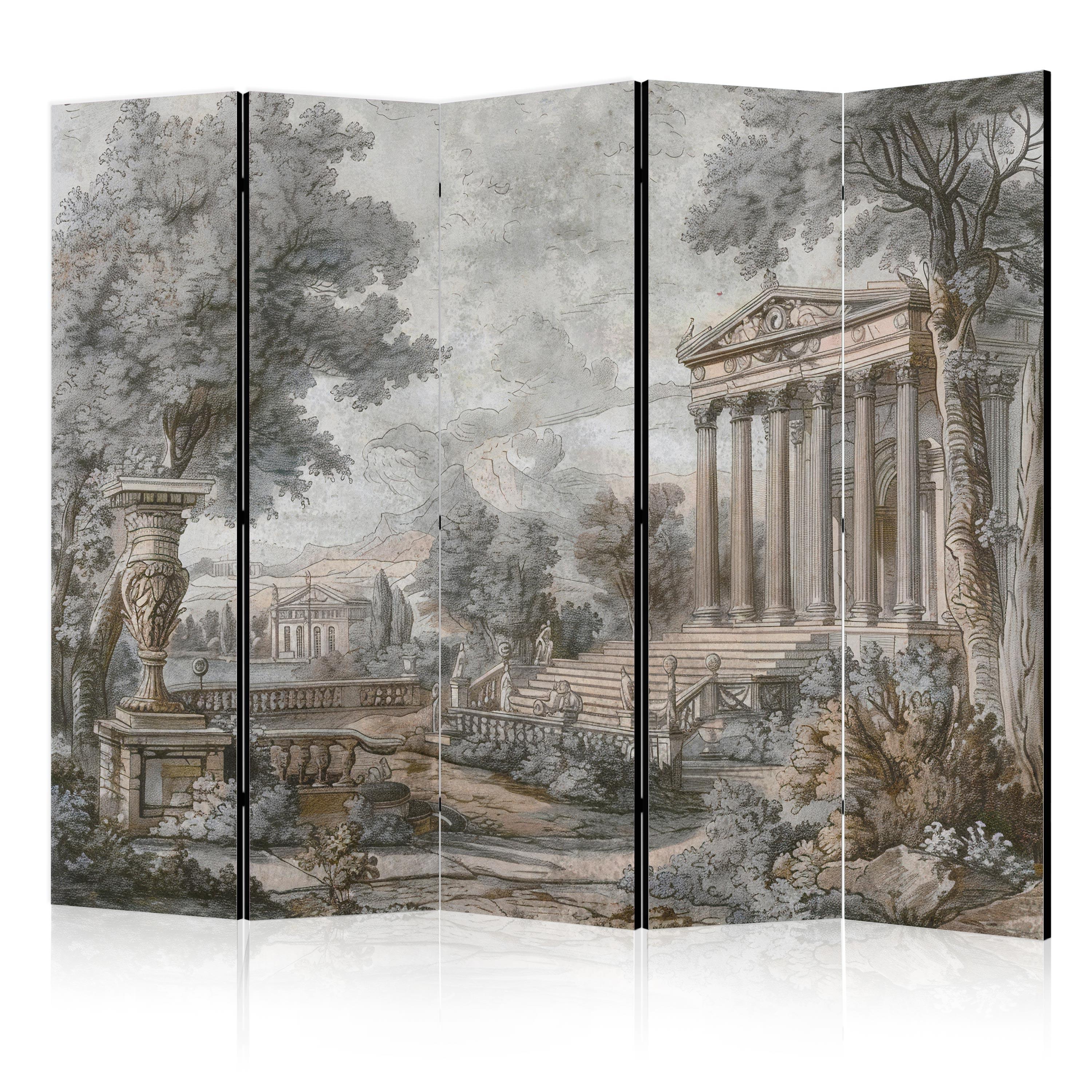 PARAVENT Einseitig Bedruckter 5-tlg 225x172 cm Griechischer Tempel - Multicolor, Holz/Textil (225/172/3cm) - Muralo