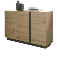 SIDEBOARD Eiche Artisan, Graphit grau 138 cm, Kommode mit Soft-Close - Eiche Artisan/Grau, Holz/Holzwerkstoff (138/91/40cm) - Furn.Design