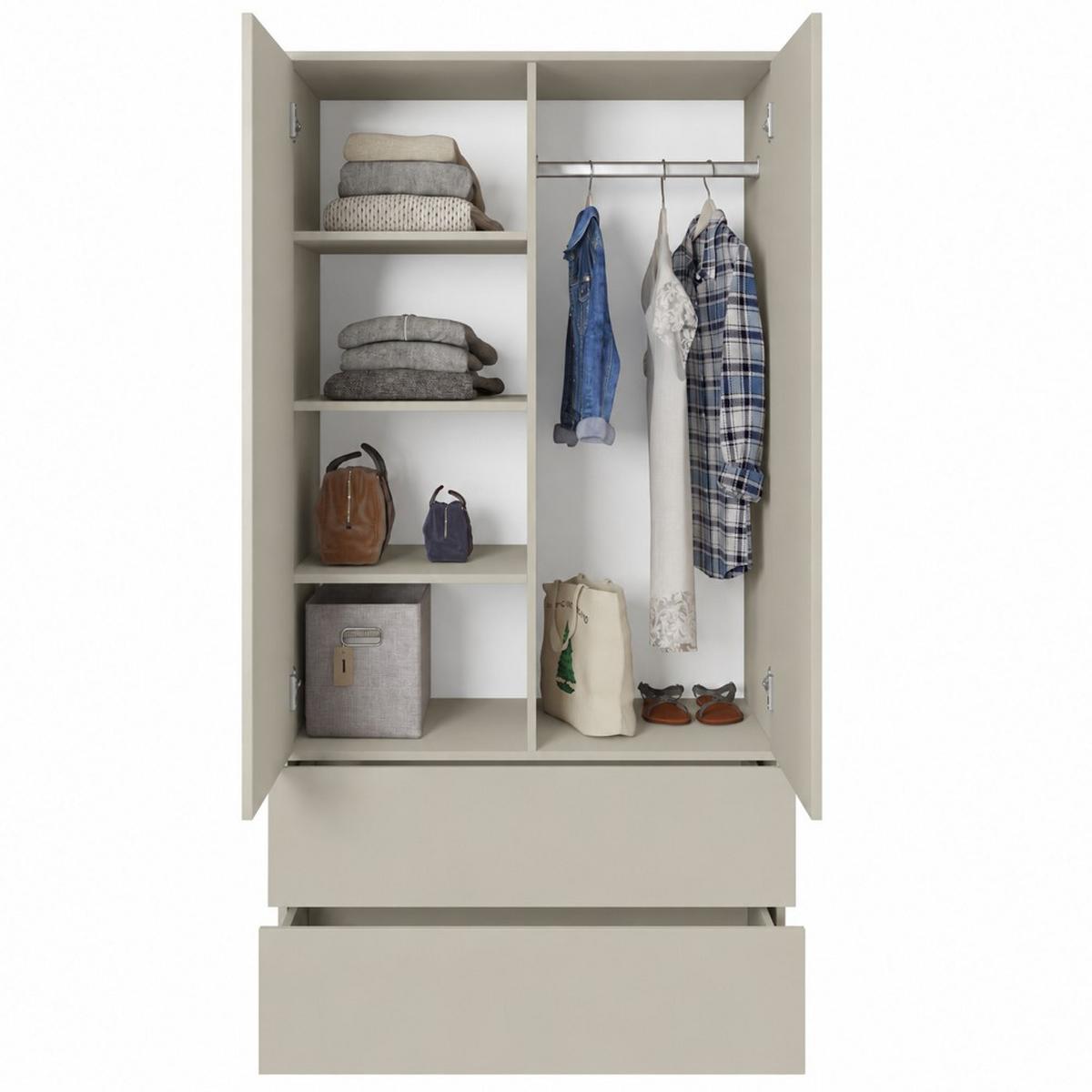 DREHTÜRENSCHRANK Classic mit 2 Türen, mit Schubladen, 90 cm, Kaschmir - Kaschmir, Textil (90/180/50cm) - Beautysofa