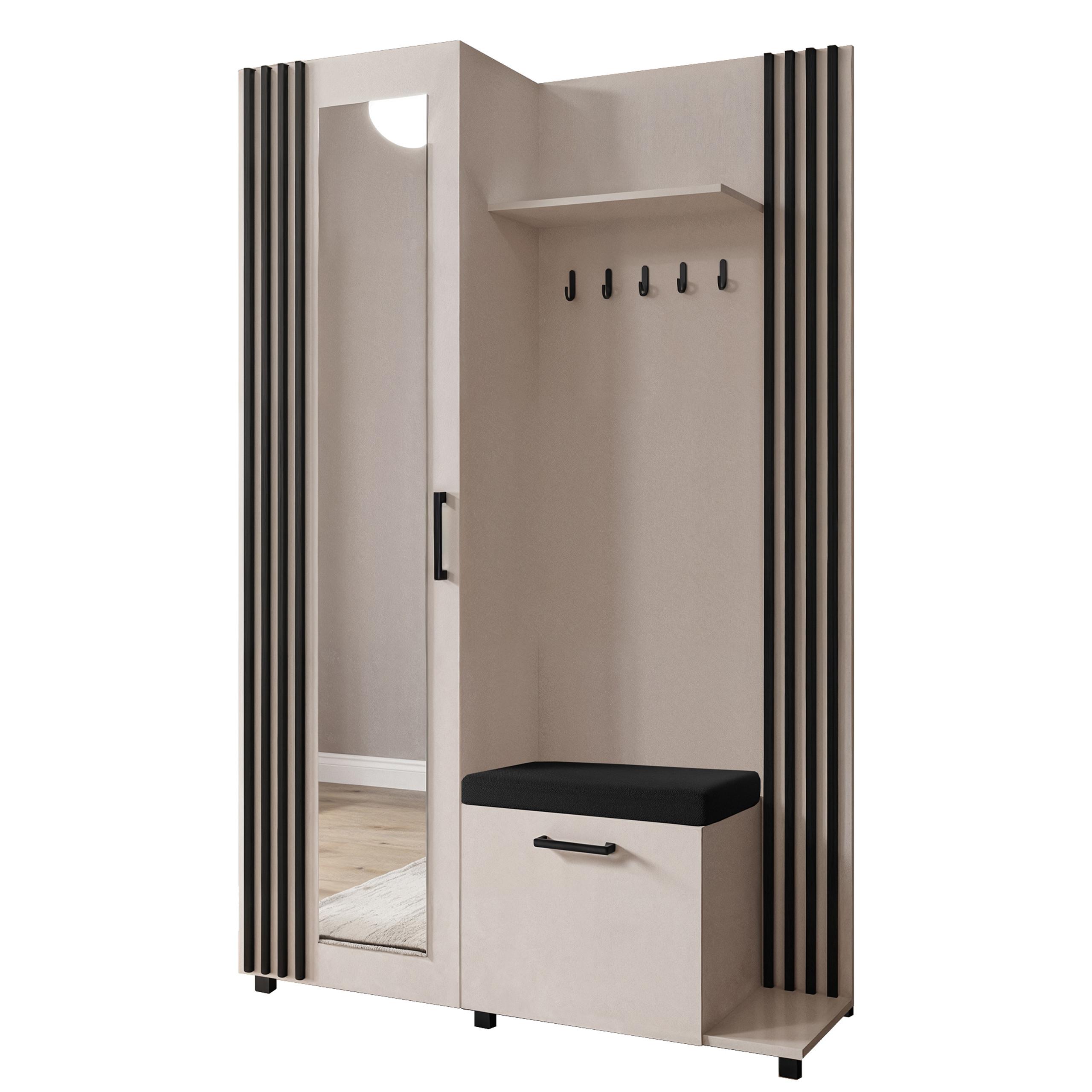 GARDEROBENSCHRANK ARMADIO 137/207/42 cm Modern Garderobe-Set Kaschmir - Kaschmir/Schwarz, Holzwerkstoff (137/207/42cm) - MASSENO