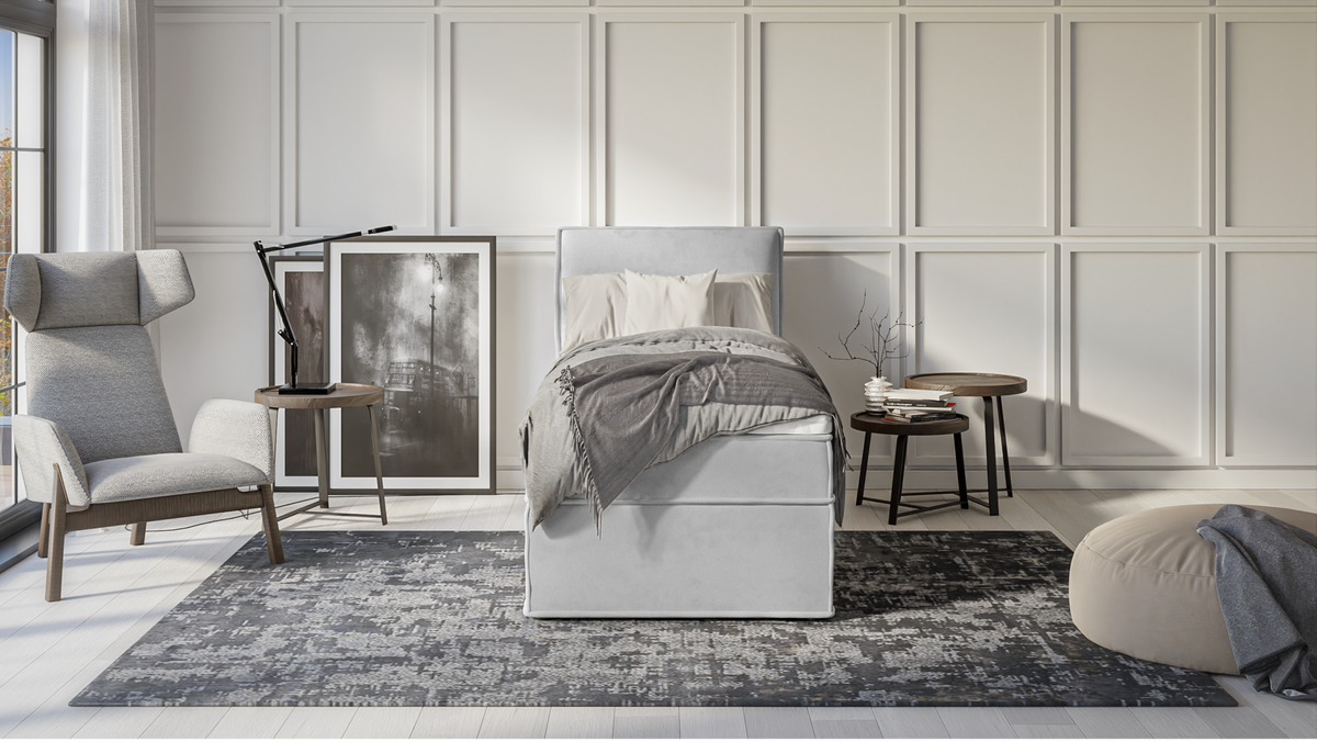 BOXBETT Eclipse 90/200 cm Silber Luxusmicrofaser - Silberfarben/Schwarz, Holz/Kunststoff (90/200cm) - S-Style Möbel