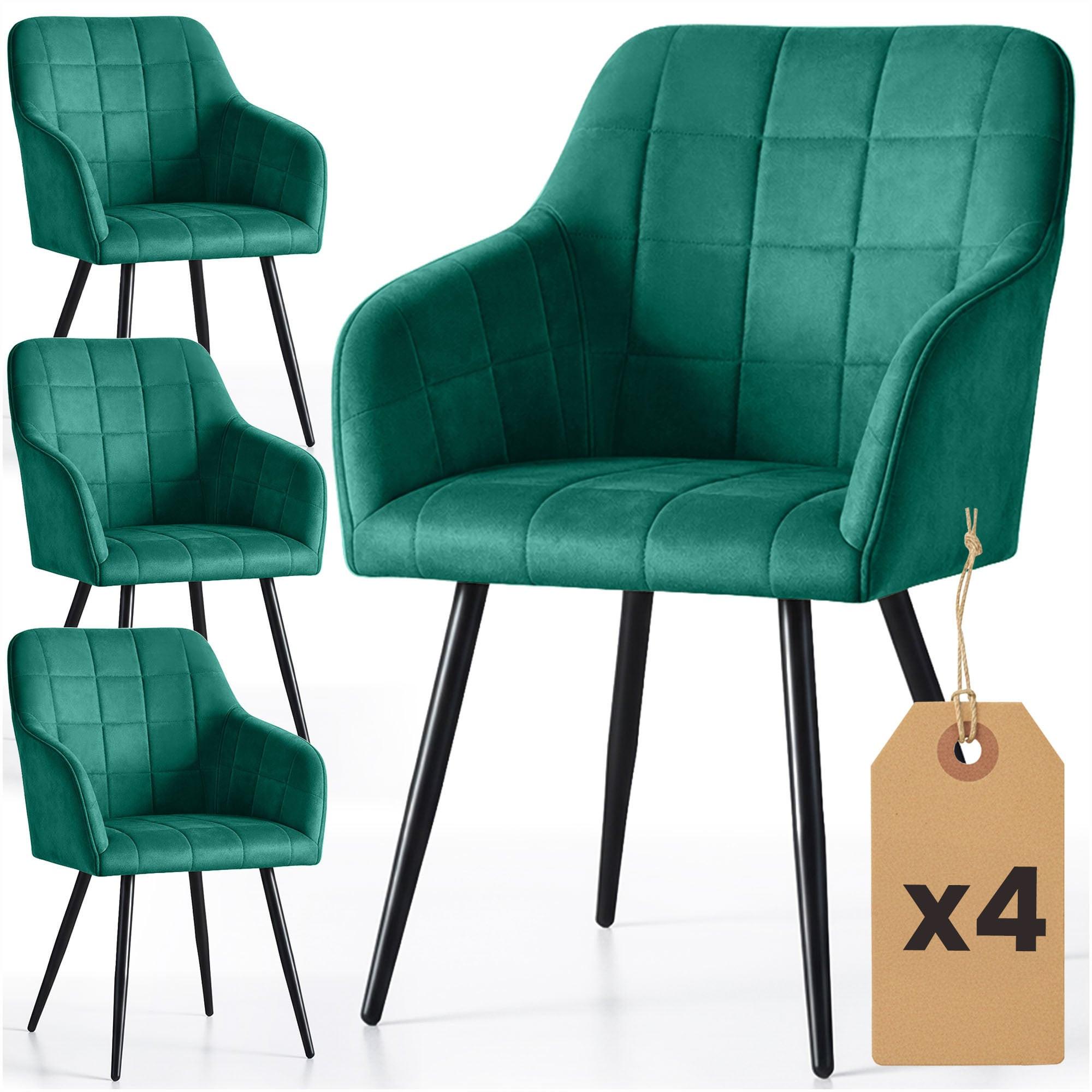 POLSTERSTUHL 4er Set, Metallbeine Grün, Schwarz, x 54/82/58 - Schwarz/Grün, Textil (54/82/51cm) - RAUMHIRSCH FURNITURE