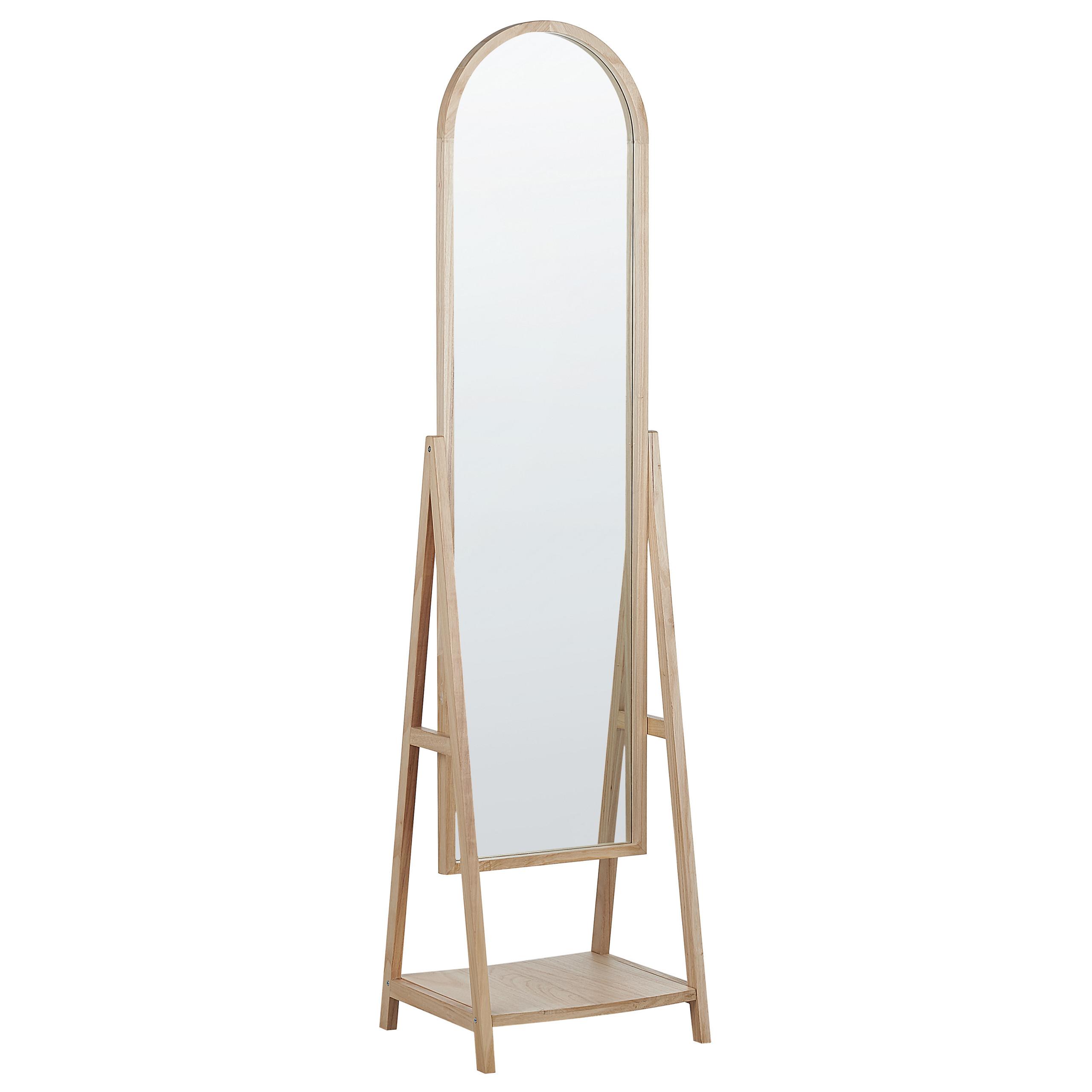 STEHSPIEGEL mit Ablage Holz hellbraun oval 39/170 cm Chambery - Hellbraun, Holz (39/170/57cm) - Beliani