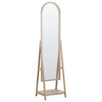 STEHSPIEGEL mit Ablage Holz hellbraun oval 39/170 cm Chambery - Hellbraun, Holz (39/170/57cm) - Beliani