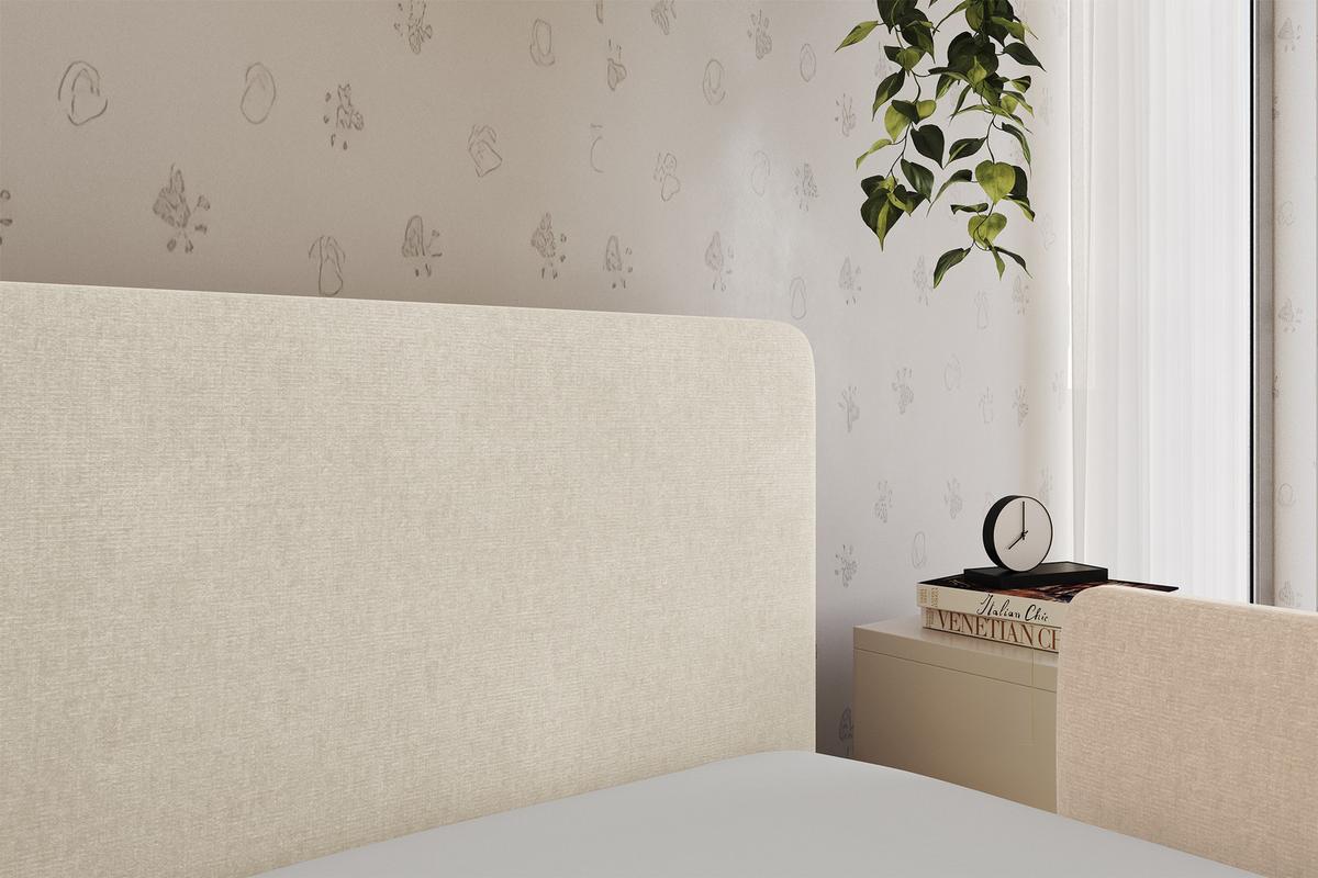 EINZELLBETT Jugendbett mit Bettkasten und Matratze H3/H4, Links - NORY 80x200 Beige - Beige, Holzwerkstoff/Textil (80/200cm) - ALTDECOR