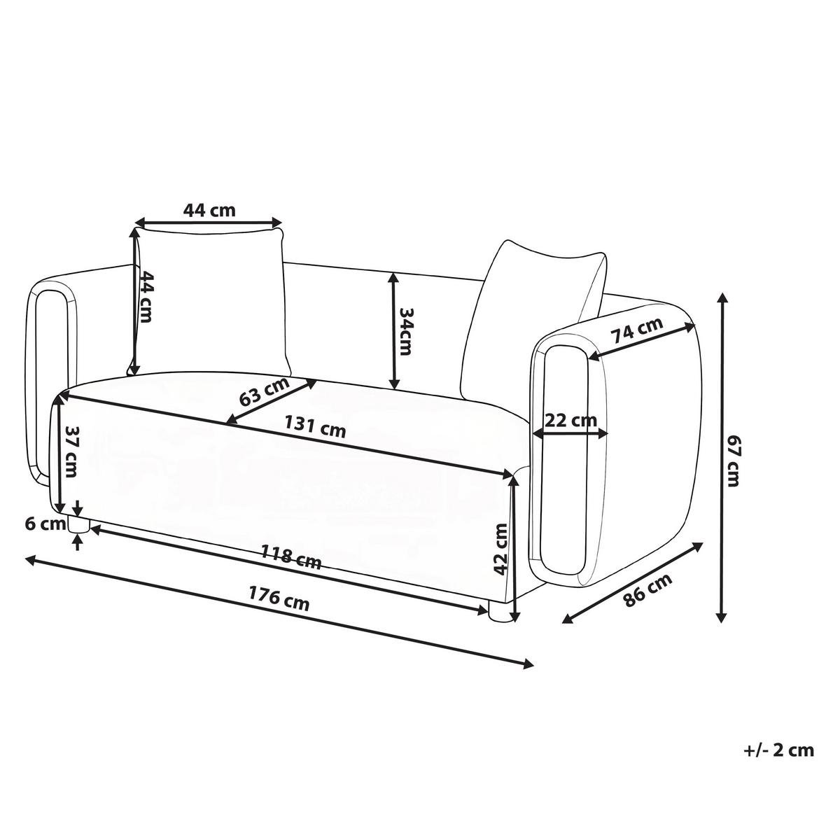2-SITZER-SOFA Stoff Weiß Lillerod - Hellbraun, Textil (176/67/86cm) - Beliani