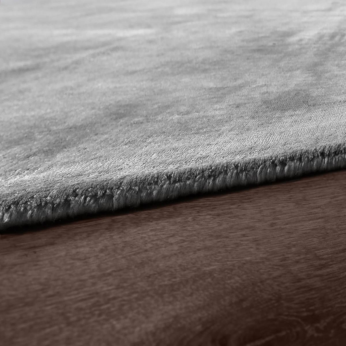 VISKOSETEPPICH handgewebt, einfarbig, Grau, 80 x 150 cm - Grau, Textil (150/80cm) - KADIMA DESIGN