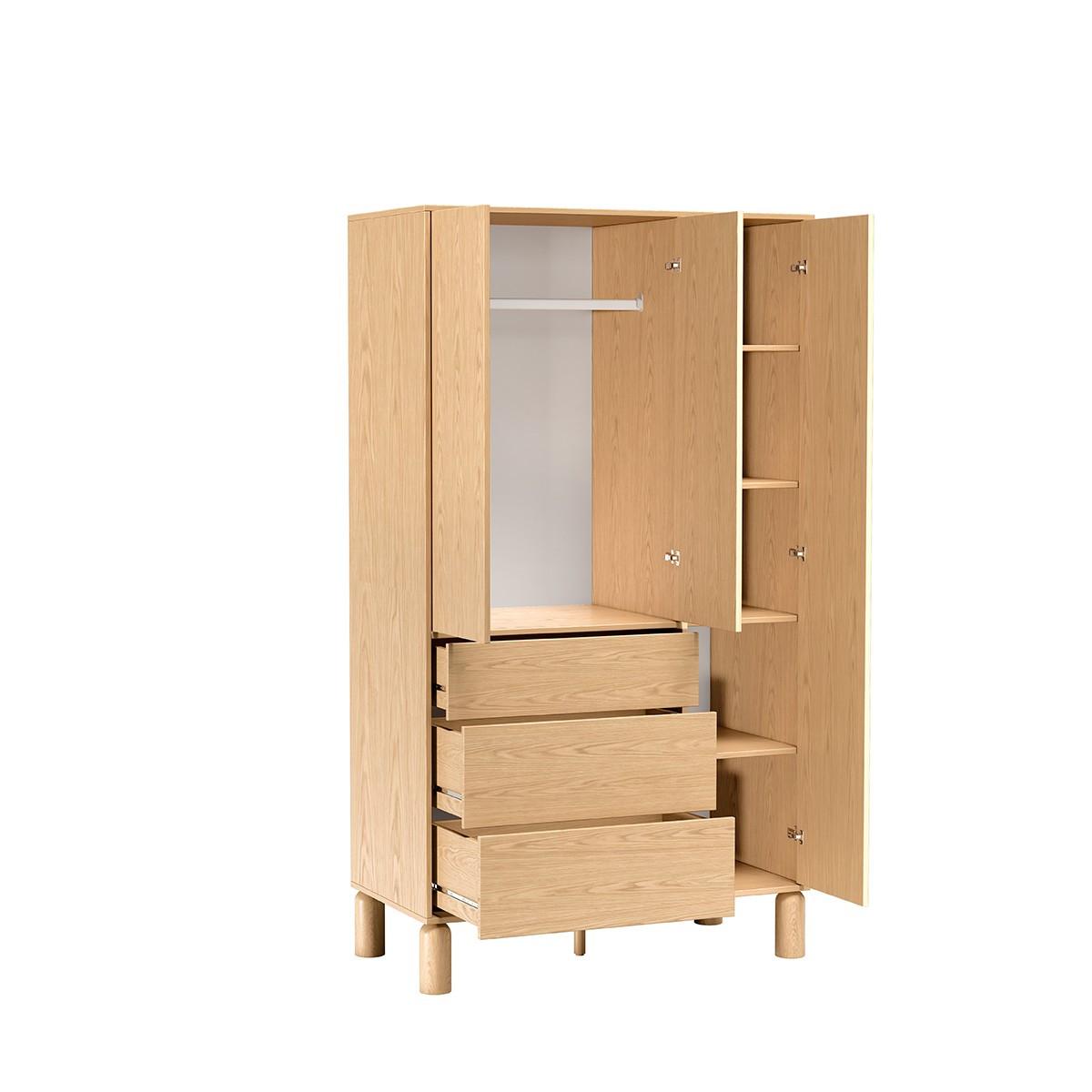 DREHTÜRENSCHRANK SABBIA 110/197/55cm 3-türig Eichefarben - Eichefarben, Holzwerkstoff (110/197/55cm) - MASSENO