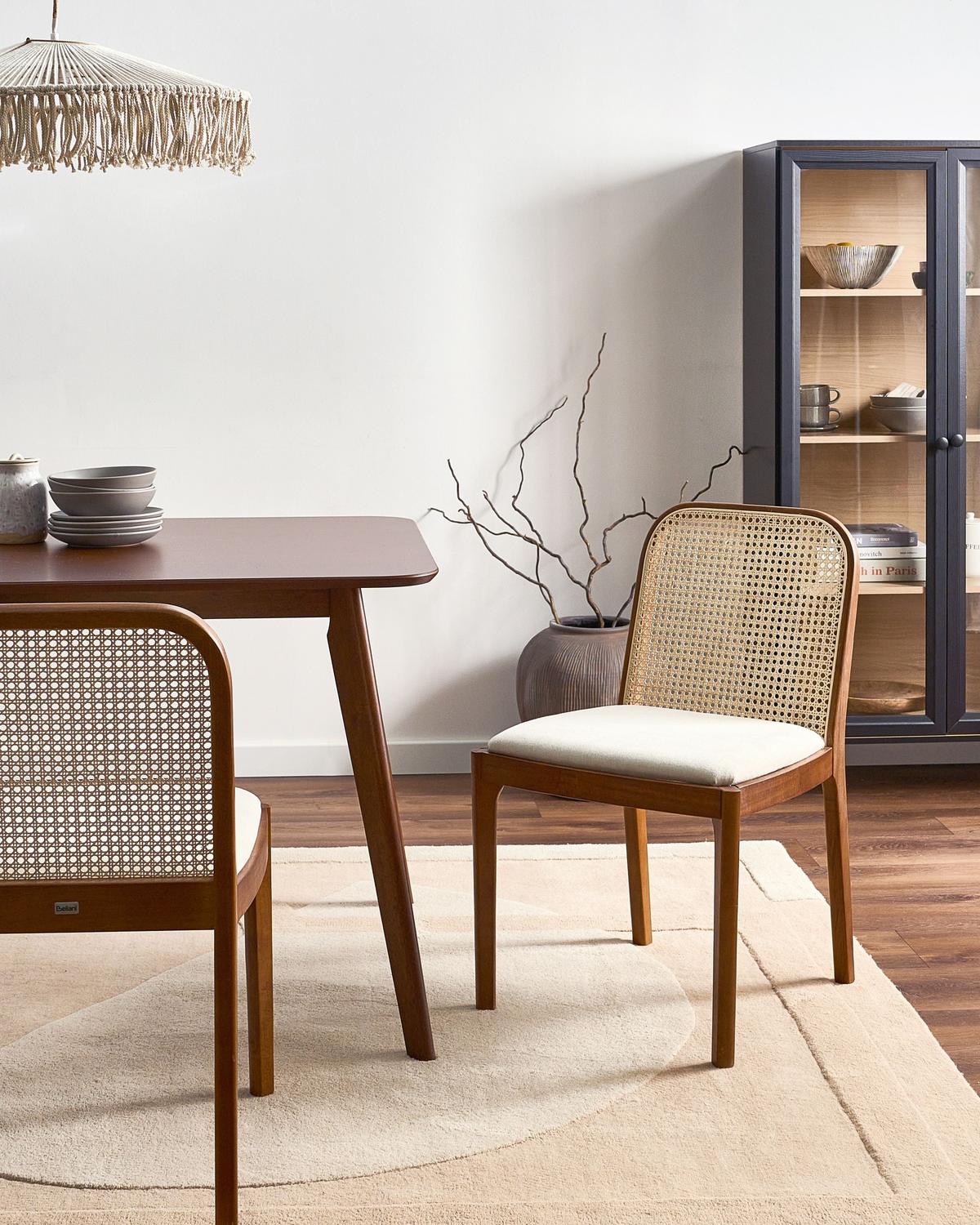 ESSZIMMERSTUHL 2er-Set Stoff Braun/Beige Edina - Beige, Textil (50/80/54cm) - Beliani
