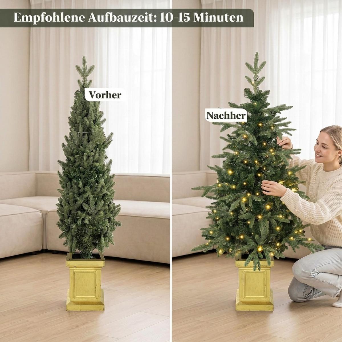 WEIHNACHTSBAUM-MIT-LICHT PE Stahl Grün - Grün, Kunststoff (120cm) - HOMCOM