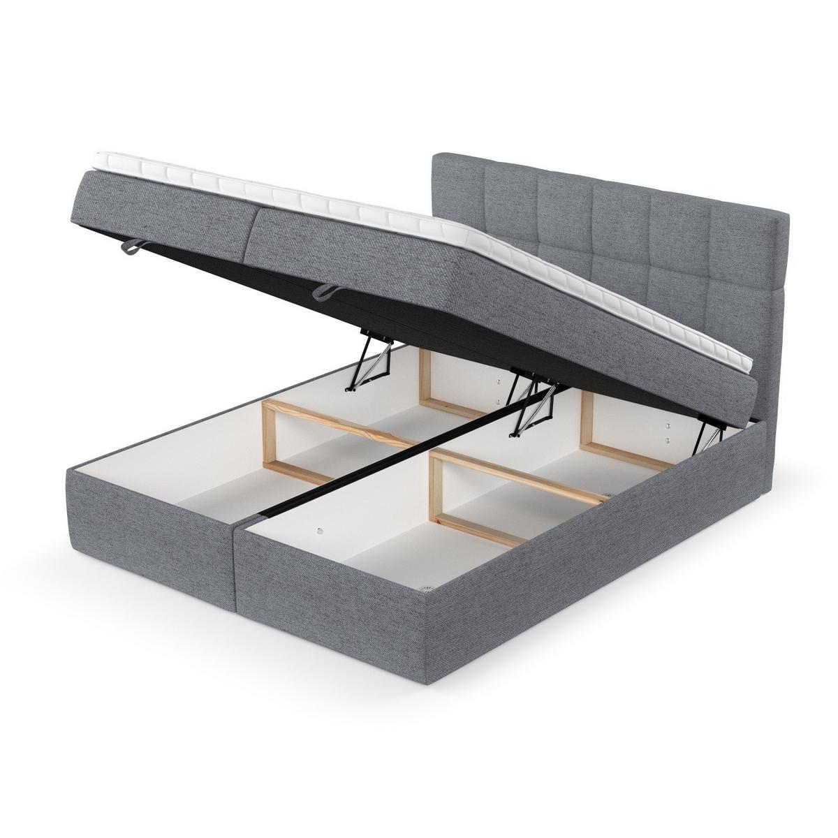 BOXBETT Savio 140/200 cm Grau im Neve Stoff - Schwarz/Grau, Holz/Holzwerkstoff (140/200cm) - AltaBeds