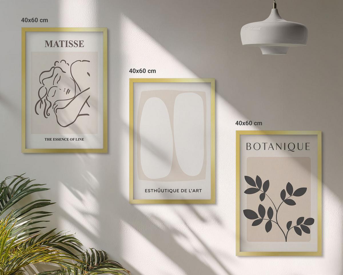 BILDER SET 3er Set - 40x60 cm Goldrahmen - Matisses stilvolle Pflanzenbilder - Goldfarben, Kunststoff (40/60cm) - TULUP