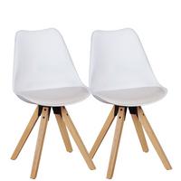ESSZIMMERSTUHL 2er Set Kunstlederbezug mit Holzgestell Skandinavisch gepolstert, Weiß 49x52x87 cm - Beige/Weiß, Holz/Kunststoff (49/87/52cm) - KADIMA DESIGN