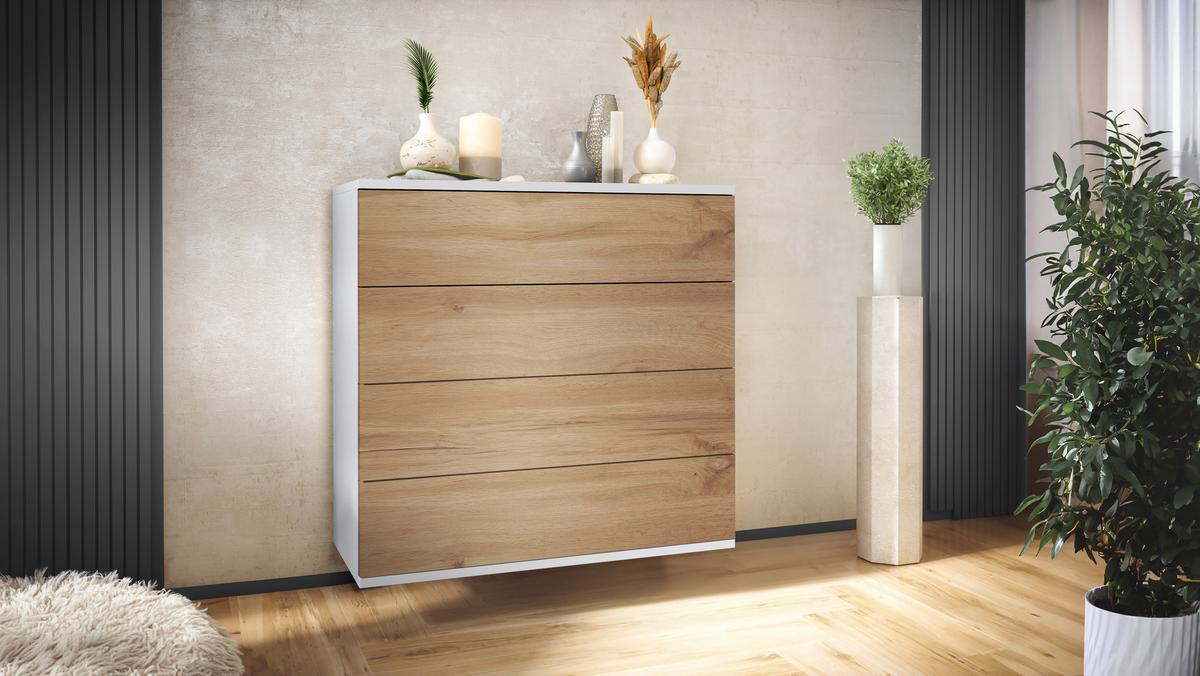 KOMMODE Pavos Eiche Wotan - Eiche Wotan, Holzwerkstoff (76/76/35cm) - Vladon