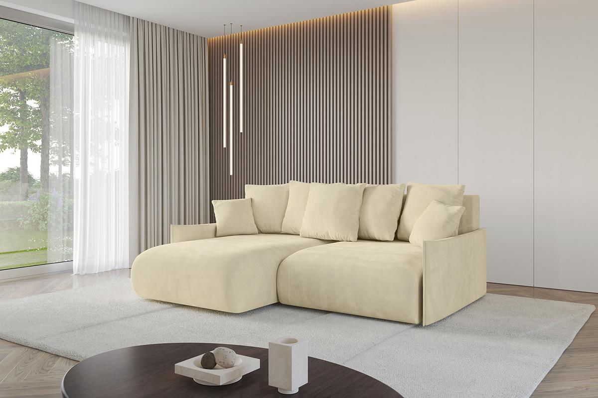 ECKSOFA Ottomane links ONESK-L -v1 216x177x72 Beige Velours - Taupe, Holzwerkstoff/Kunststoff (216/177cm) - ALTDECOR
