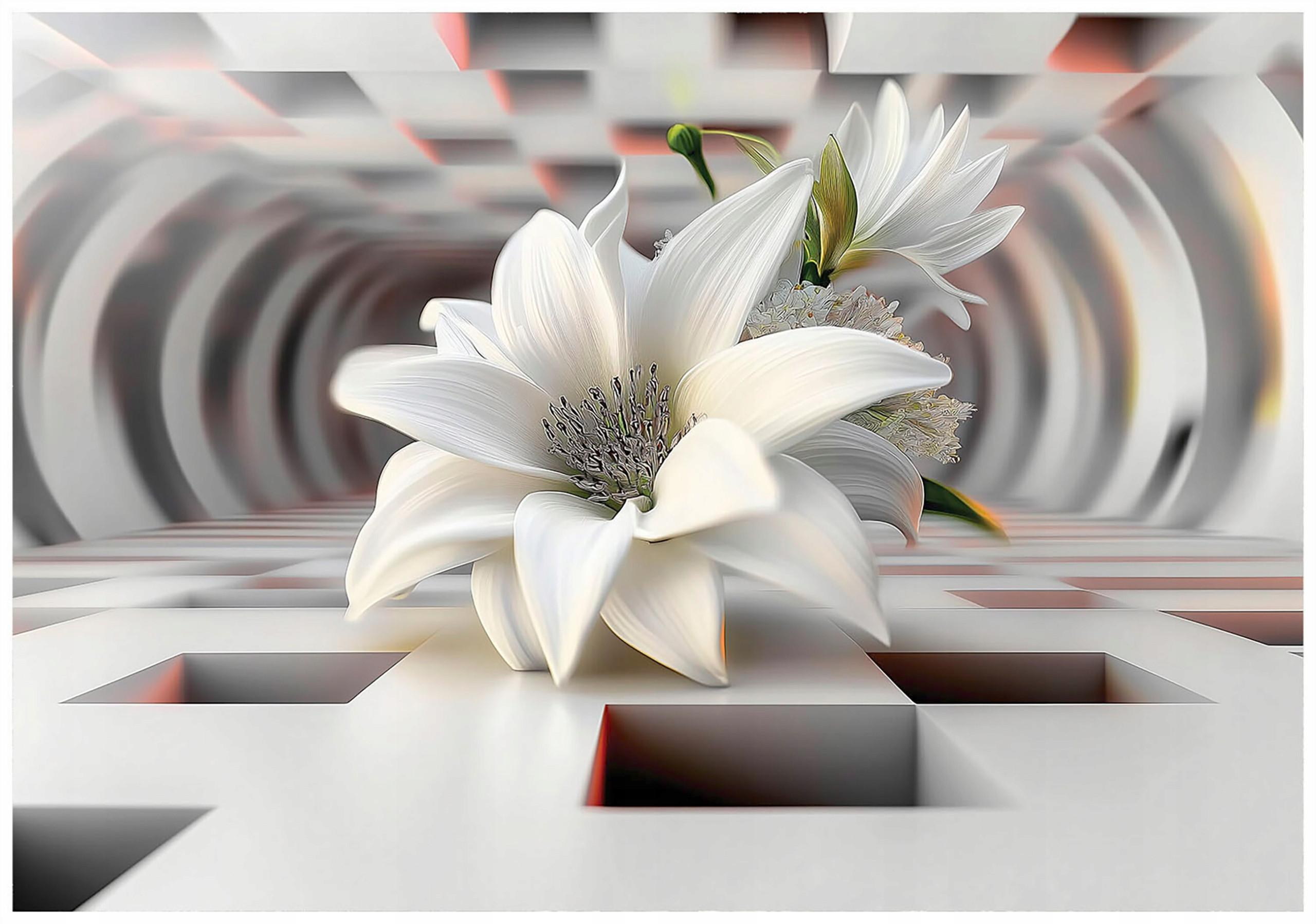 FOTOTAPETE Blumen 3D Effekt Vlies Tapete Wohnzimmer Schlafzimmer 350x250 - Grau, Papier (350/250cm) - Wallarena