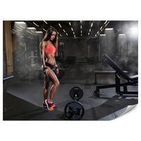 FOTOTAPETE Fit Frau Gym Langhantel Kraft Sport Fitnessstudio 350x256 - Schwarz/Braun, Papier (350/256cm) - Muralo