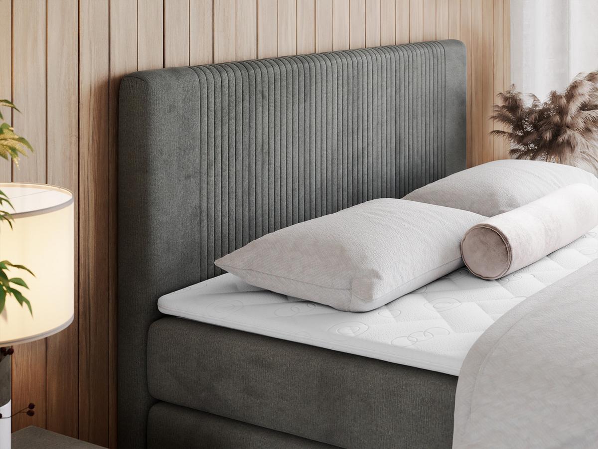 BOXSPRINGBETT KING DOREN 160/200 Dunkelgrau Velvet - H3 - Dunkelgrau, Holz/Textil (160/200cm) - MKS