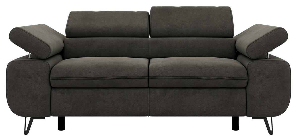 2-SITZER SOFA PETER - Dunkelgrau Velvet - Dunkelgrau/Schwarz, Textil/Metall (200/76/99cm) - MKS
