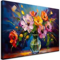 WANDBILD bunter blumenstrauß in einer vase - Multicolor, Textil (60/40cm) - Feeby