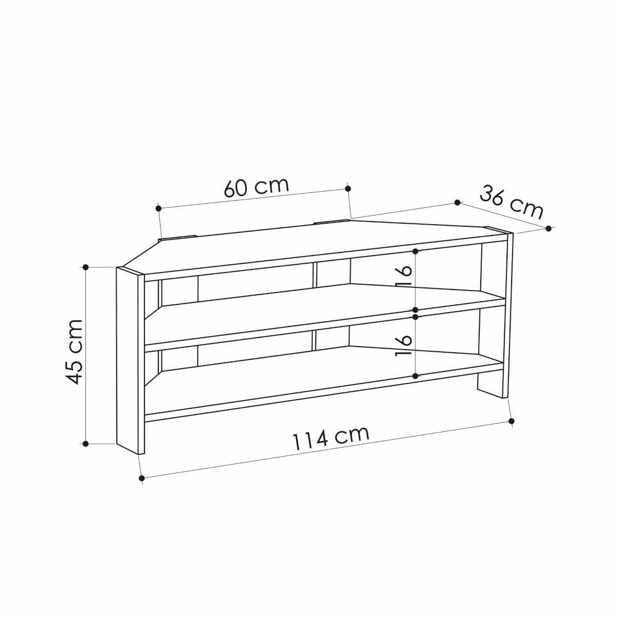 TV-ECKMÖBEL 3 Regale L114 cm - Thales - Eichefarben, Holzwerkstoff (36/45/12.5cm) - Calicosy