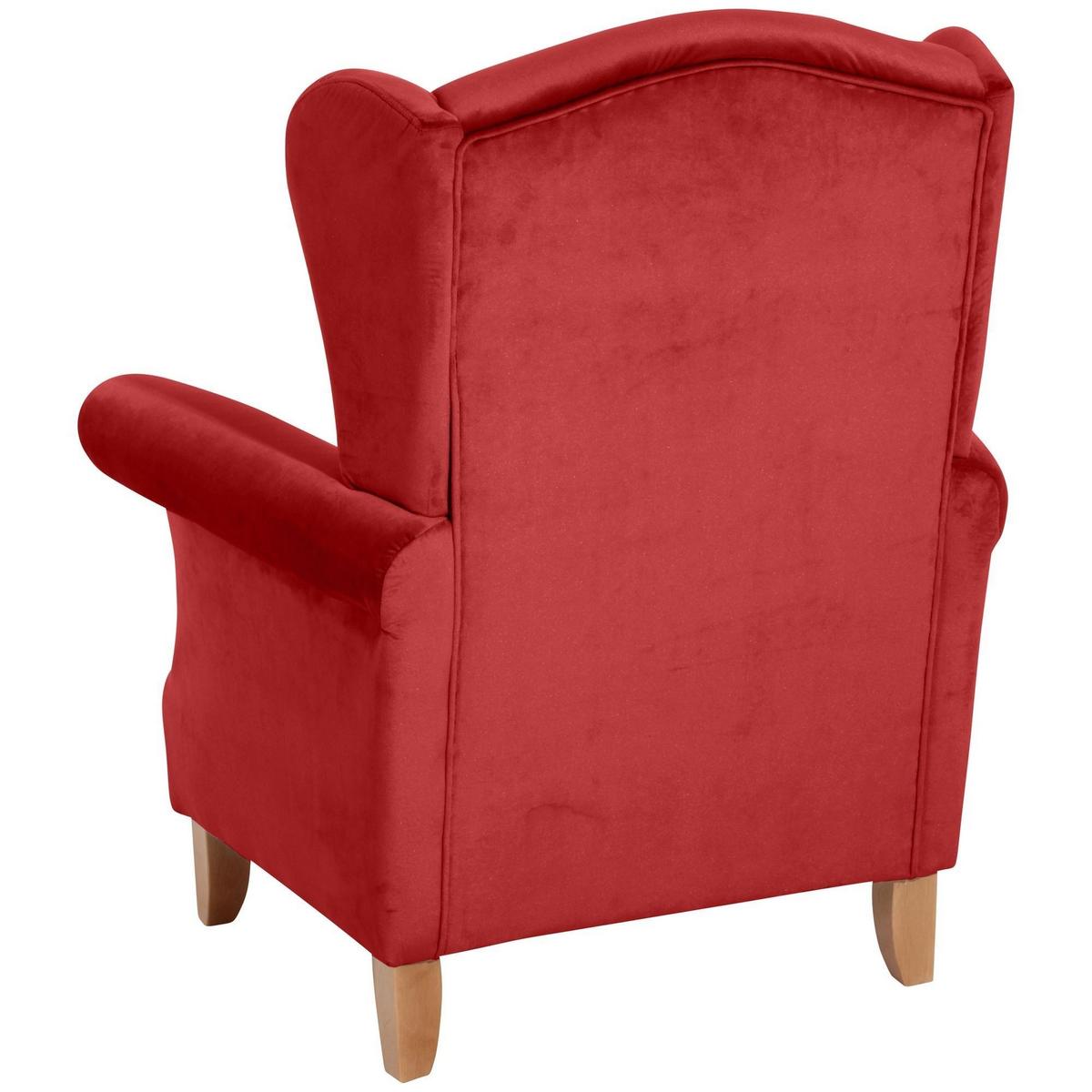 OHRENSESSEL Katria Bezug Samtvelours Buche natur / ziegel - Rot, Kunststoff (88/108/84cm) - 58aufmkessel
