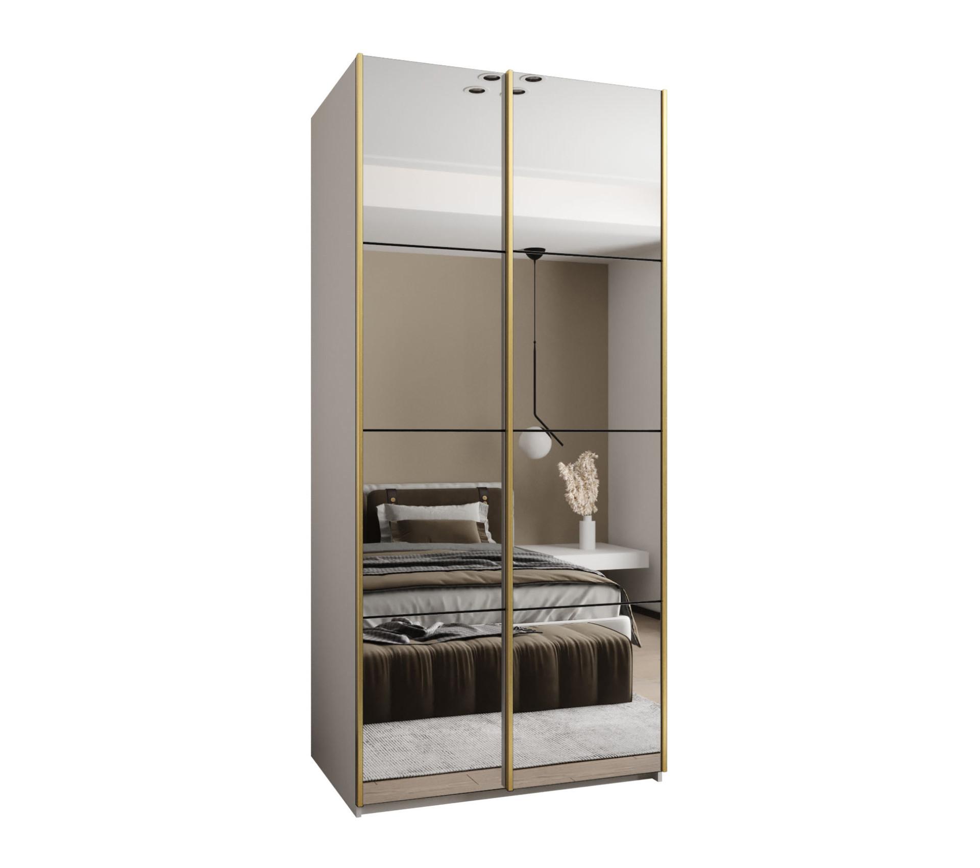 SCHWEBETÜRENSCHRANK 245,5/120/64 2-türig - Goldfarben/Schwarz, Holz/Metall (120/245/64cm) - Abiks Möbel