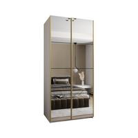 SCHWEBETÜRENSCHRANK 245,5/100/64 2-türig - Goldfarben/Schwarz, Holz/Metall (100/245/64cm) - Abiks Möbel